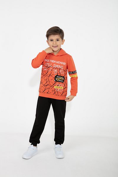 CiciTime Çocuk Modası Boy's Printed Hooded Casual Tracksuit Set