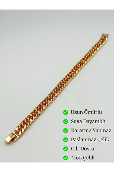 Skyes Jewellery سوار نسائي فاخر مقاوم للتشويه بلون ذهبي من الفولاذ 316 لتر - 20 سم