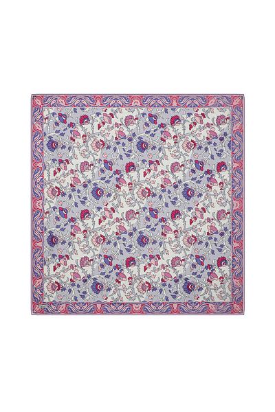 Bursa İpek Lilac Shawl Pattern Voile Silk Scarf