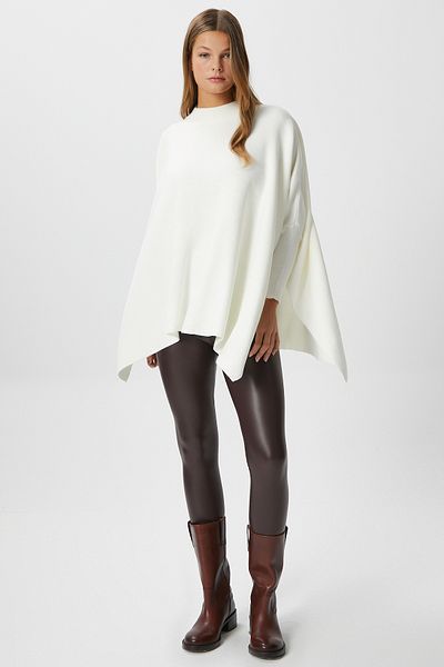 Ritnice Pulover de damă Zenta oversize cu fantă laterală crem