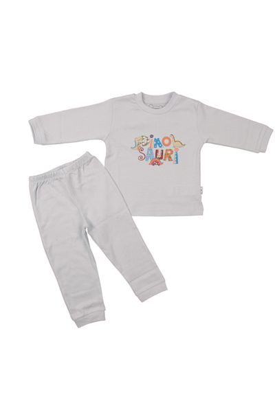 Minidamla Blue Mini Drop Pajama Set - Dinosaur