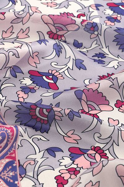 Bursa İpek Lilac Shawl Pattern Voile Silk Scarf