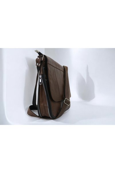 Sir Cliffson Crossman Genuine Leather Unisex Bellows Crossbody Messenger Bag