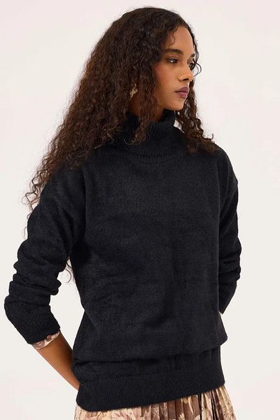 SEÇİL Women's Turtleneck under Base Knitwear Tunic - Black