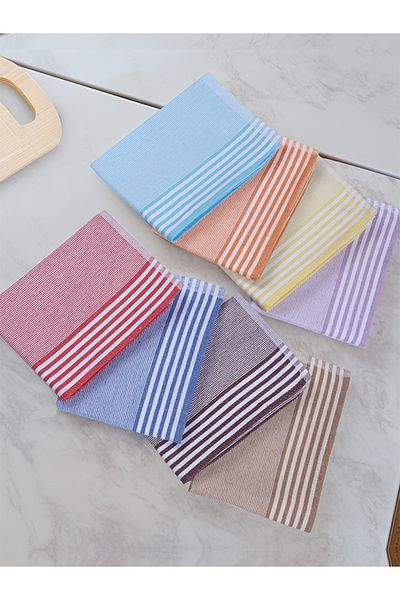 Tuable مجموعة Zena Striped مكونة من 8 قطع - مقاومة للبقع، قماش تجفيف المطبخ، منشفة مطبخ متعددة الأغراض مقاس 47 × 70 سم