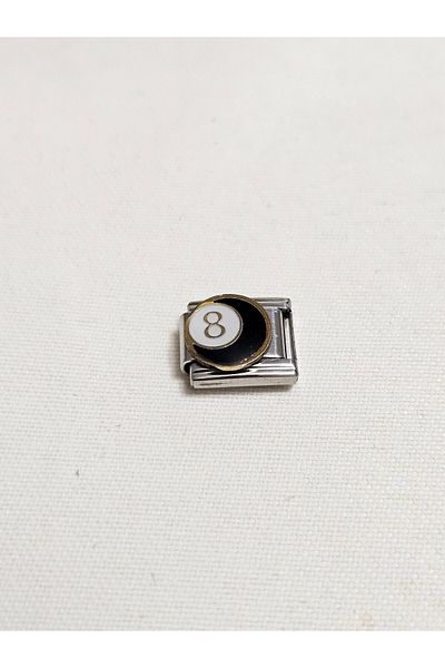 TAKINOMİ Women's Stainless Steel Number 8 Billardo Ball Nomination' Charm