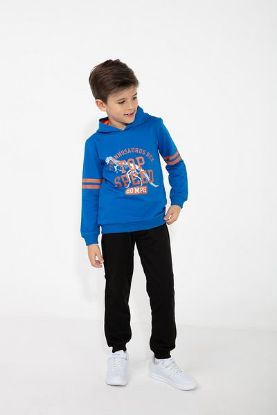 CiciTime Çocuk Modası Boy's Printed Hooded Casual Tracksuit Set