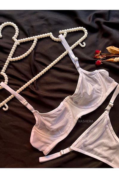 Nashera Bralet and Sexy Bra - White Tulle Underwire Lingerie Set