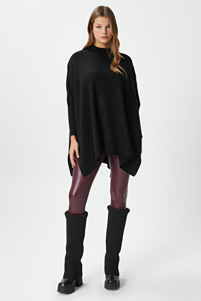 Ritnice Γυναικείο πουλόβερ Zenta Oversize Μαύρο Πλεκτό με Πλαϊνό Σκίσιμο