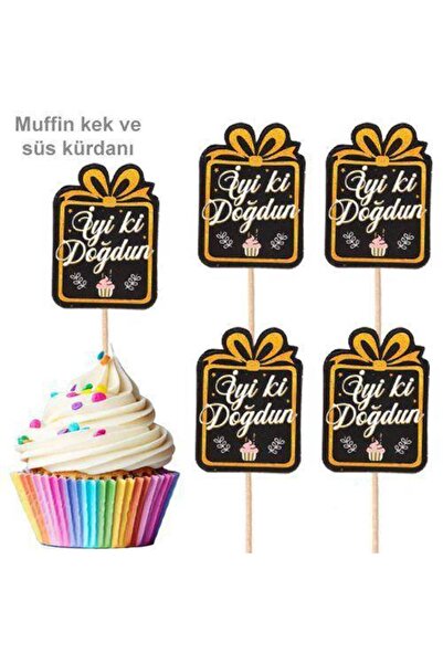 Parti Dükkanım 10 أعواد أسنان لامعة على شكل عيد ميلاد سعيد