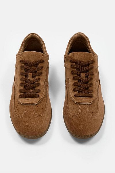 NILUFARR Mina Brown Suede Genuine Leather Women's Sneakers