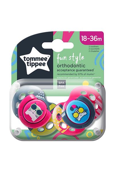 tommee tippee Tt-Fun Girl Pacifier 18-36 Months Set of 2
