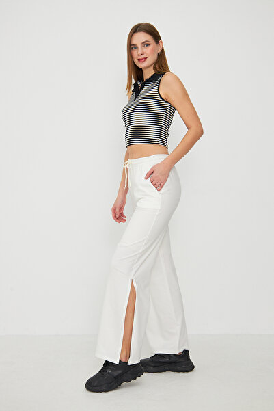 Avones Γυναικείο παντελόνι φούτερ με τσέπες με σκίσιμο πόδι