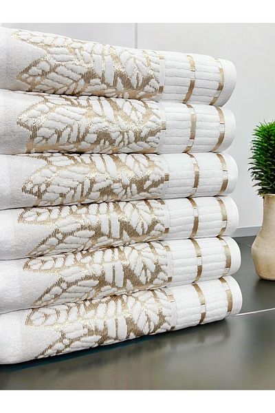 AYHANHOME Πετσέτα χεριών και προσώπου 6 LI Velvet Luxury Jacquard Dowry 50x90