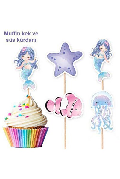 Parti Dükkanım أعواد أسنان على شكل حورية البحر الصغيرة 10 قطع