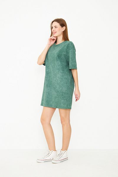 Avones Women's Acid Washed Tie-Dye Pattern Relaxed Fit Mini Length Dress