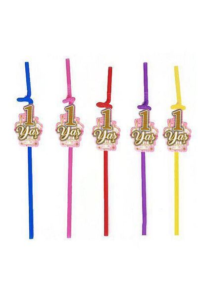 Parti Dükkanım 1 Year Old Artistic Pipette Pink 10 Pieces