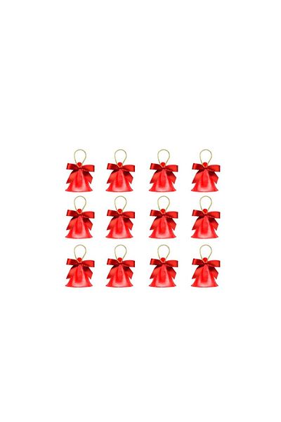 EkoStore 12 Pieces 3 cm Red Bell Shaped Christmas Tree Ornament