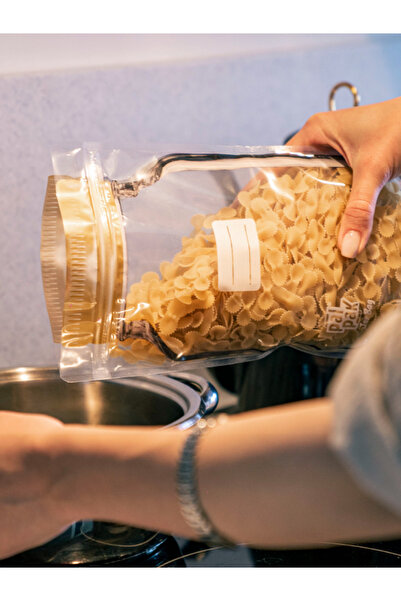 PALPAK Büyük Boy Altınyaldız Metal Kapaklı Kavanoz Görünümlü Saklama Poşeti 17x27 Cm -10 Adet-1000 ml