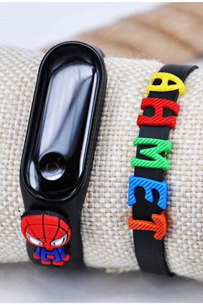 storeay Örümcek Figürlü İsimli Bileklikli Siyah Renk Led Dokunmatik 4-10 Yaş ...