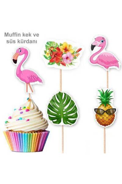 Parti Dükkanım أعواد أسنان على شكل فلامينجو (10 حبات)