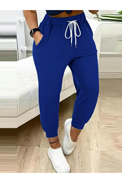 buğrahayalin Women's High Waist Pocket Waist Lace up Two Thread Tracksuit