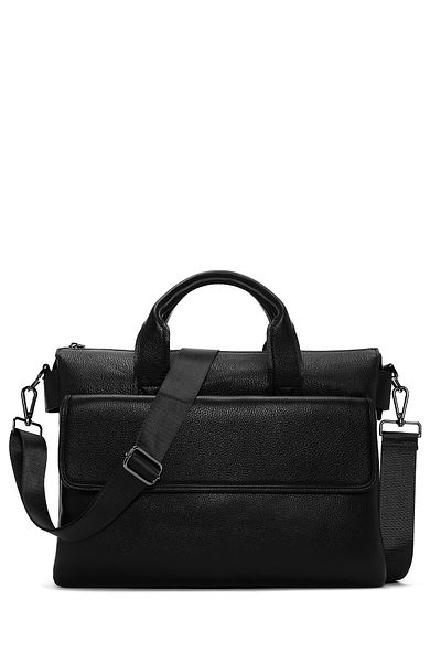 Derimod Black Leather Men's Briefcase - 22wbd3504ft