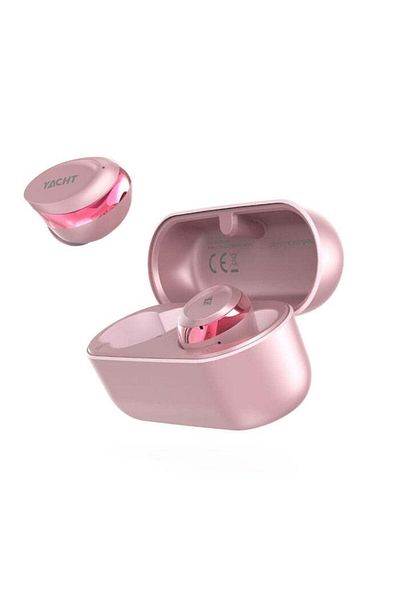 HiFuture Yacht Wireless Earbuds with Wind Noise Cancellation, Metal Charging Case, Waterproof, Pink