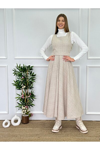 Moda Lippa Καρό Ζωντανό Χειμερινό Κρεμ Gilet