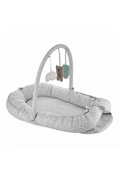 Babyjem Στρώμα BabyNest με μπάρα παιχνιδιών μεταξύ γονέων, γκρι