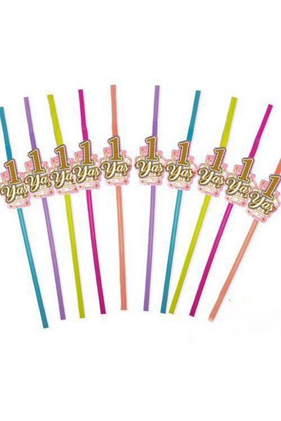 Parti Dükkanım 1 Year Old Artistic Pipette Pink 10 Pieces