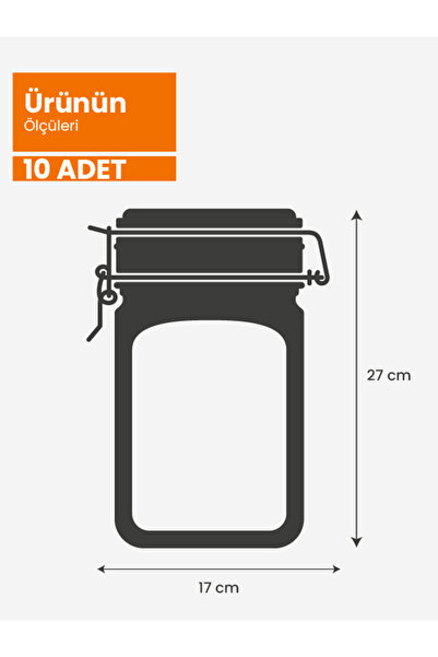 PALPAK Büyük Boy Klips Kapaklı Kavanoz Görünümlü Saklama Poşeti 17x27 Cm-10 Adet-1000 ml