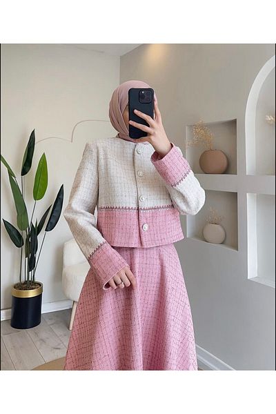 Esre Store 44101 - Pink Hijab Double Set