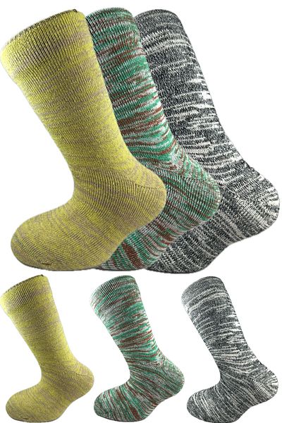 SİHİRLİ AYAKLAR Colorful 3 Pairs Thermal Unisex Men's and Women's Socks - Thick and Warm Heat Sink 38-42