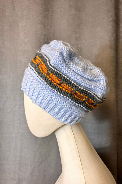 Uretti Saime 7243 - Синя жіноча в'язана шапка ручної роботи