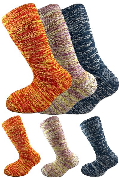 SİHİRLİ AYAKLAR Colorful 3 Pairs Thermal Unisex Men's and Women's Socks - Thick and Warm Heat Sink 38-42