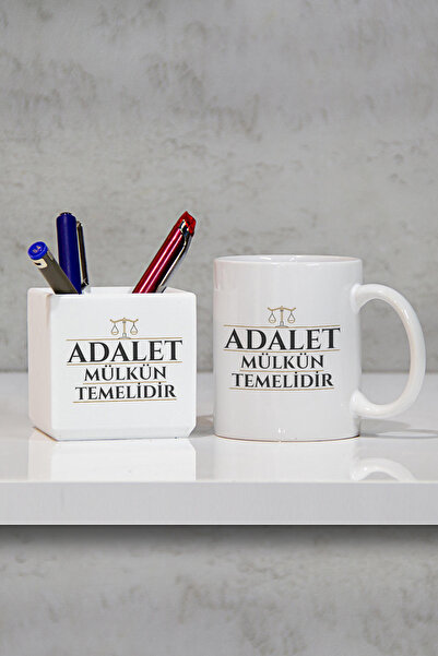 meadgo Adalet Mülkün Temelidir Kupa Bardak ve Kalemlik