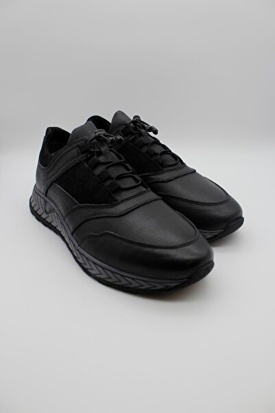 İmza Black Genuine Leather Thermo Sole Lace-Up Casual Shoes 1033235115