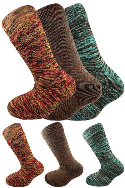 SİHİRLİ AYAKLAR Colorful 3 Pairs Thermal Unisex Men's and Women's Socks - Thick and Warm Heat Sink 38-42