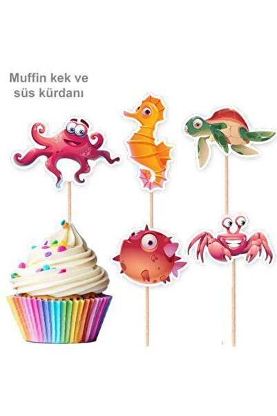 Parti Dükkanım أعواد أسنان على شكل كائنات بحرية 10 قطع