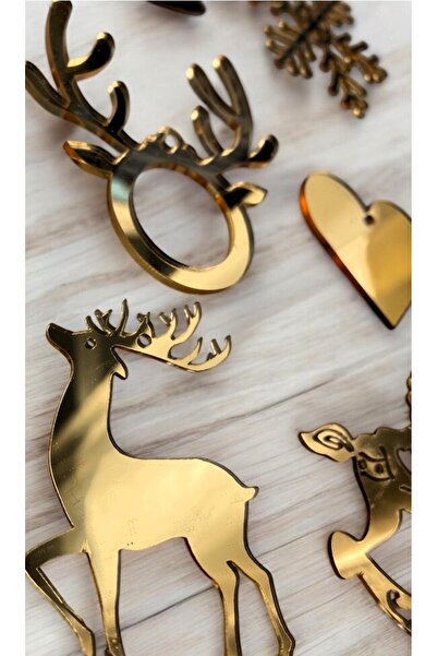 Mini Tasarım Atölyem مجموعة زينة ذهبية لشجرة عيد الميلاد مكونة من 6 قطع