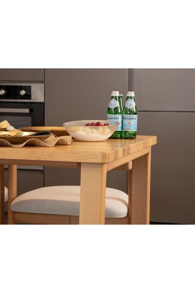 VOWTURKEY Cheri Iskandinav 4 Sandalye 1 Masa Meşe Çam Masif Gürgen Iskelet Yemek Masa Takımı 80*140