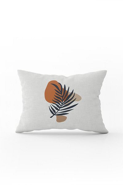 Cango Home Bohemian Style Leaf Pattern Digital Printed Throw Pillow - Navy Blue Orange, Cgh690-3550 Double t