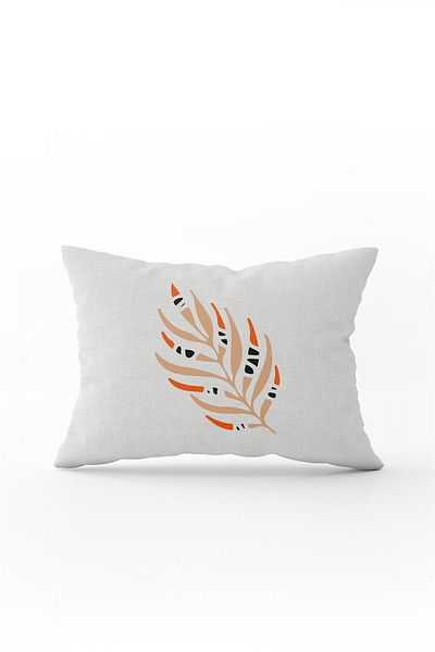 Cango Home Modern Orange Black Leaf Patterned Digital Printed Throw Pillow - Cgh718-3550 Pair