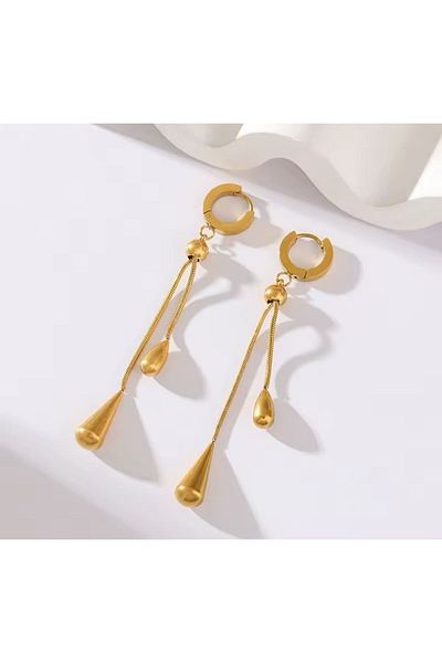 YASİN TOPÇU Steel Gold Earrings