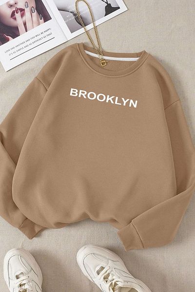 Moda Glo Βαμβακερό φούτερ Unisex Oversize Heart Printed Crew Neck