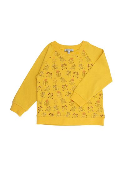 Ozmoz By Mukadder Özden Organic Floral Printed Yellow Winter Little Girl's Suit