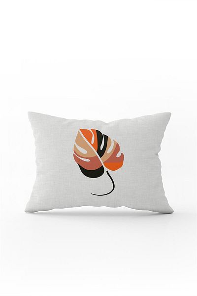Cango Home Orange Black Decorative Modern Leaf Pattern Digital Printed Throw Pillow Pillow Case Cgh717-3550 Pair