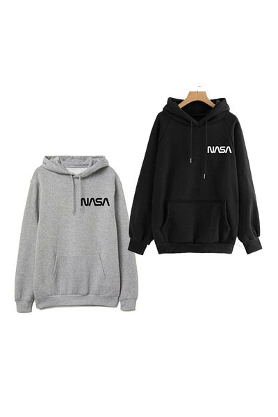 Moda Glo Unisex Gray and Black Sweatshirt Hoodie - Pack of 2