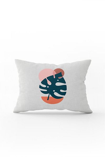 Cango Home Navy Blue Orange Modern Style Leaf Patterned Digital Printed Throw Pillow Pillow Case Cgh686-3550 Pair